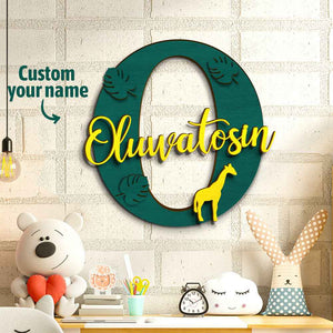 Personalized Jungle Name Sign Wooden Letter Initial Wall Plaque