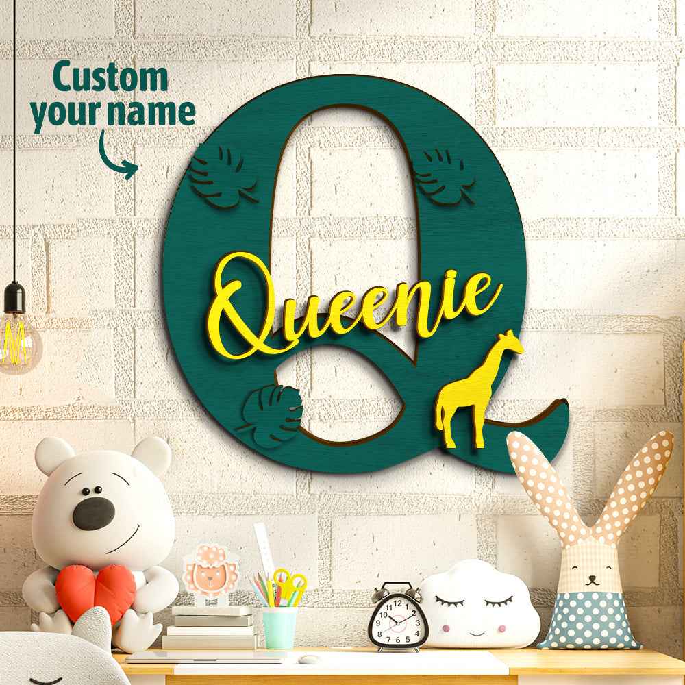 Personalized Jungle Name Sign Wooden Letter Initial Wall Plaque