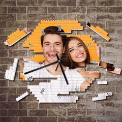 Personalised Building Brick Wall Clock - Custom Photo Puzzle Clock