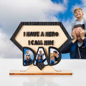 Custom Photo Ornaments Creative Diamond Super Dad Wooden Gifts