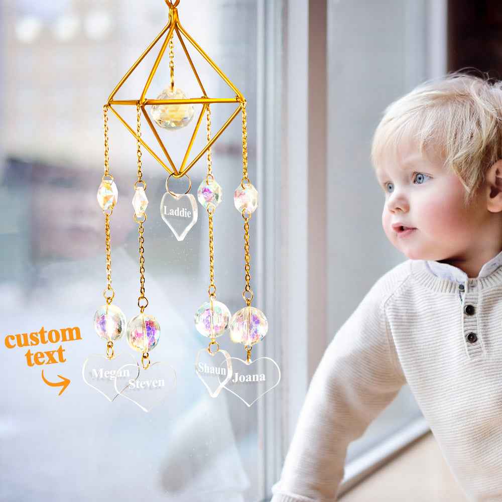 Custom Engraved Wind Chimes Heart Crystal Home Gifts