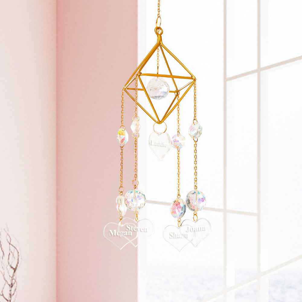 Custom Engraved Wind Chimes Heart Crystal Home Gifts