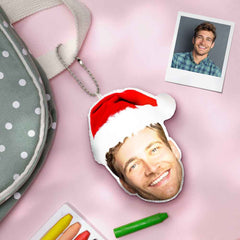 Custom Face Christmas Hat Hanging Ornament Keychain Decoration for Christmas Gift