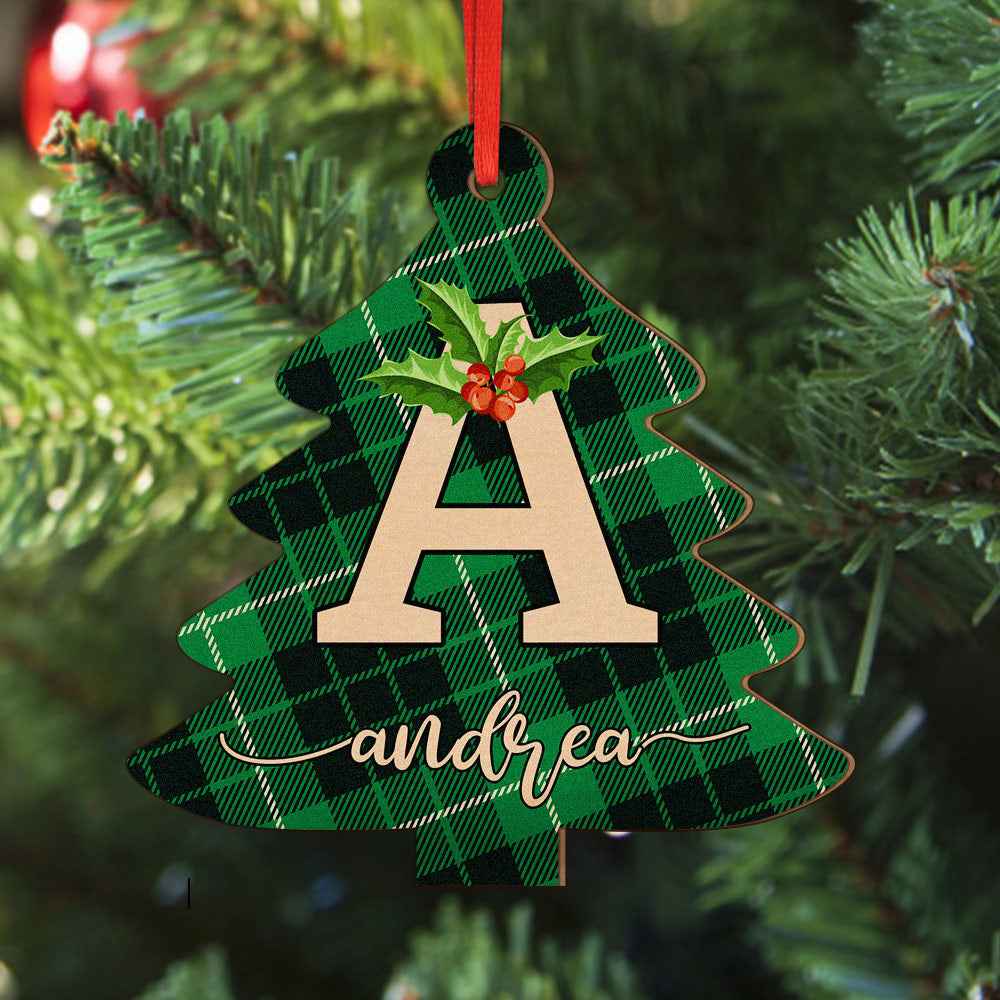 Personalized Christmas Initial Ornaments Custom Name Christmas Wood Ornament Decorations Gifts