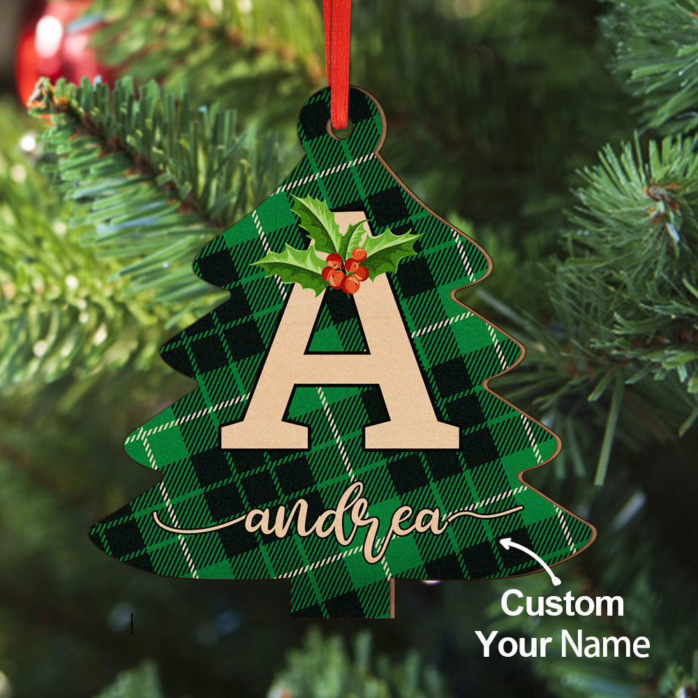 Personalised Christmas Initial Wood Ornaments - Custom Name Decorations & Gifts