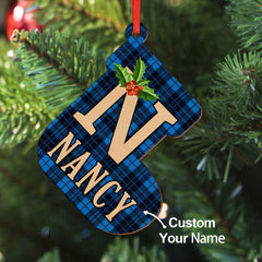 Personalised Christmas Initial Wood Ornaments - Custom Name Decorations & Gifts