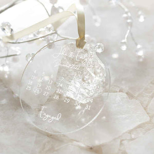Custom Clear Acrylic Wedding Ornament with Names and Date Personalized Engaged Ornament Gift for the Couple