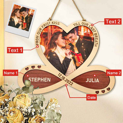 Personalized Heart Infinity Wooden Sign Hanging Wall Decor