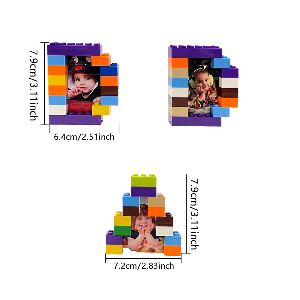 Close-up of customised DAD-shaped interlocking bricks with UV single-sided printing and waterproof PVC finish — bespoke photo puzzle keepsake, perfect personalised Father's Day present