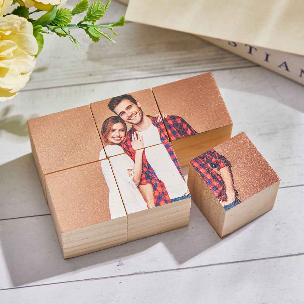Custom Photo Block Puzzle Personalized Wooden Rectangular Jigsaw Puzzle Block