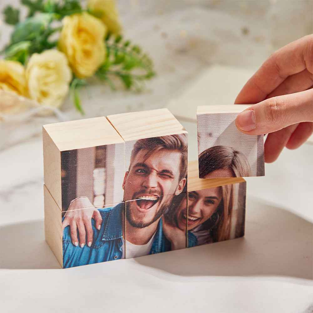 Custom Photo Block Puzzle Personalized Wooden Rectangular Jigsaw Puzzle Block