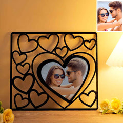 Custom Heart-shaped Photo Frame Wood Acrylic Photo Decor Anniversary Gift for Lover