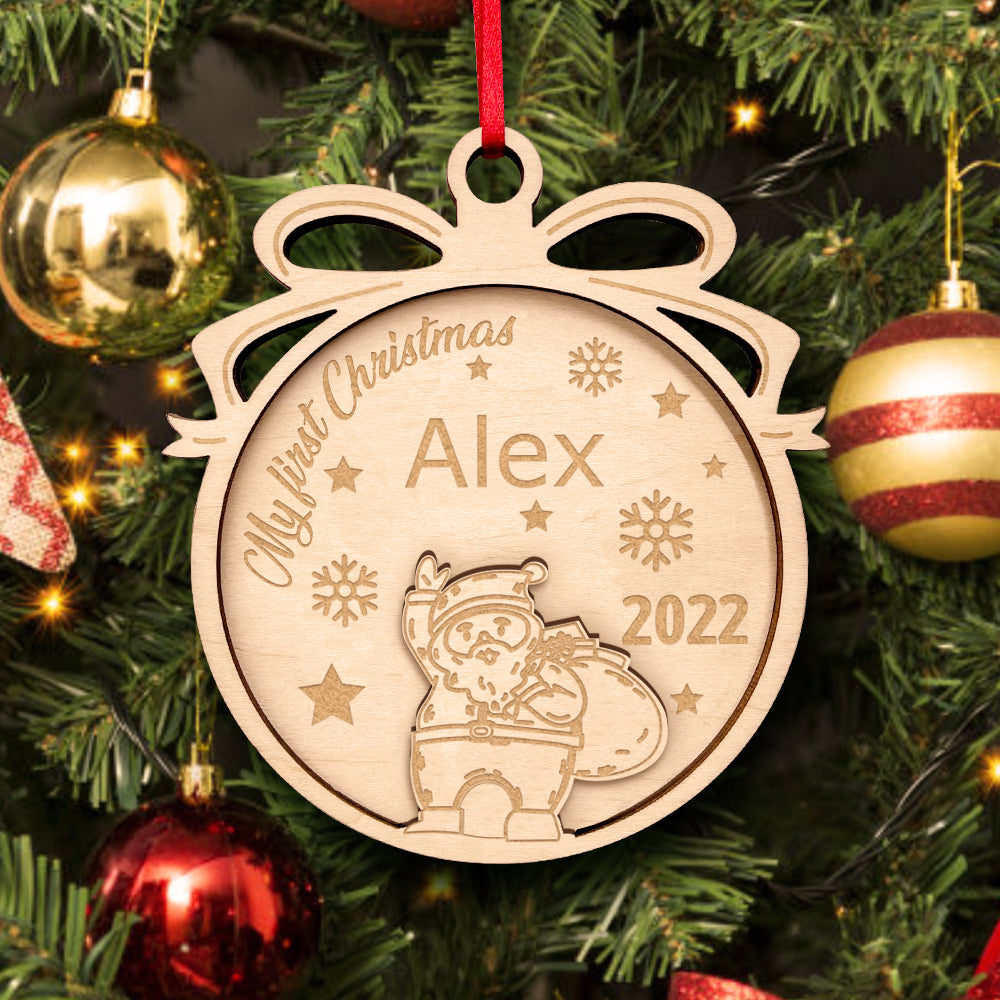 Personalised Wooden My First Christmas Ornament - Custom Animal Keepsake Gift