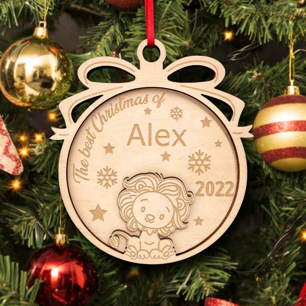 Personalized Wooden Cute Animals The Best Christmas Ornament Holiday Gift for Kids