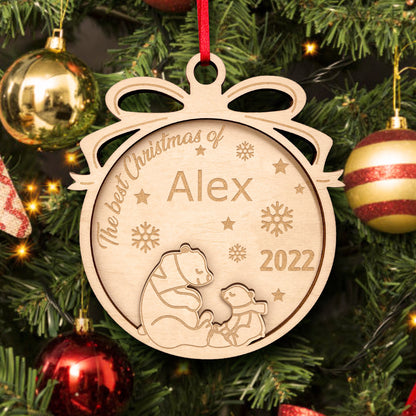 Personalised Wooden Christmas Animal Ornament - Custom Holiday Gift for Kids
