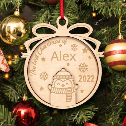 Personalized Wooden Cute Animals The Best Christmas Ornament Holiday Gift for Kids