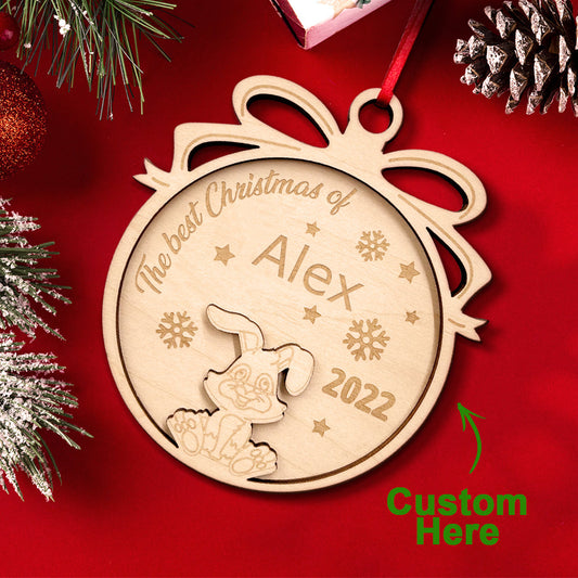 Personalised Wooden Christmas Animal Ornament - Custom Holiday Gift for Kids