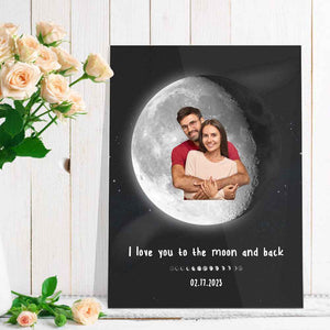 Custom Moon Phases Plaque Decor With Photo/Calendar Anniversary Gift For Couple