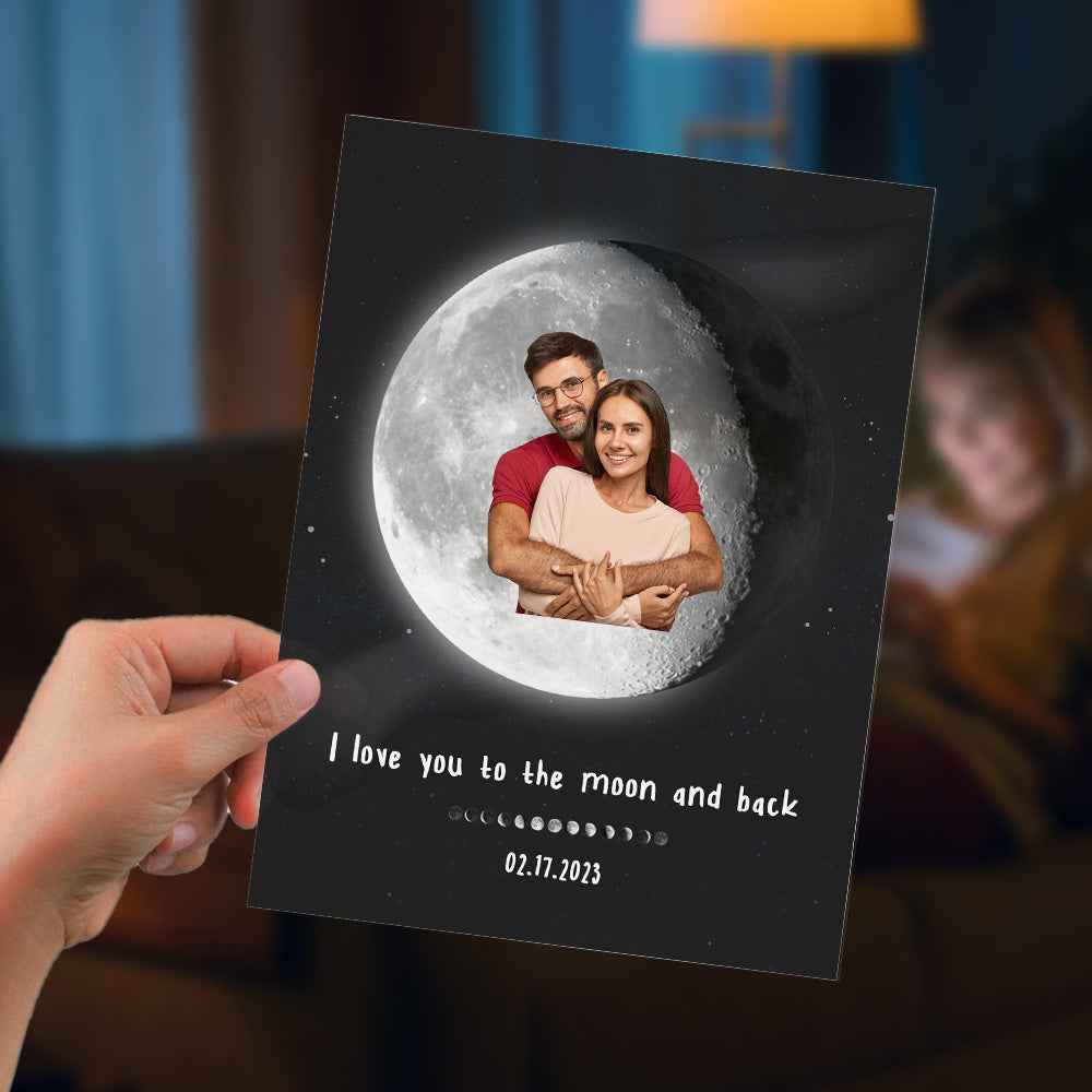 Custom Moon Phases Plaque Decor With Photo/Calendar Anniversary Gift For Couple
