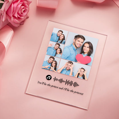 Personalised Music Code Photo Plaque & Night Light - Custom Song Gift