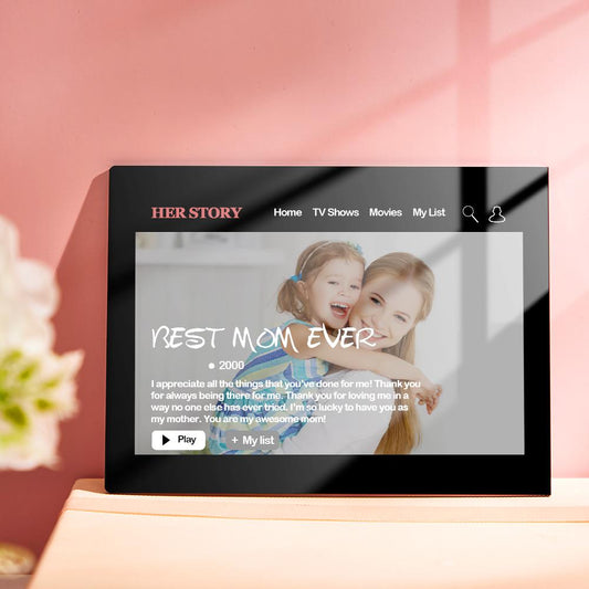 Personalised movie poster plaque featuring a couple’s photo and custom text — romantic Valentine’s Day and anniversary gift