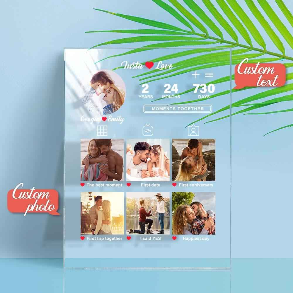 Anniversary Gift Custom Photo Plaque Memorable Moments Acrylic Plaque Gift for Him Her