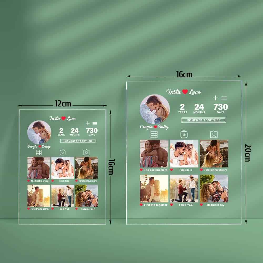Anniversary Gift Custom Photo Plaque Memorable Moments Acrylic Plaque Gift for Him Her