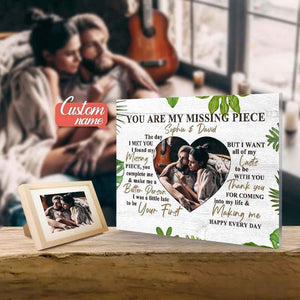 You Are My Missing Piece Custom Photo Plaque Couple Photo Acrylic Plaque Personalized Home Decor for Him