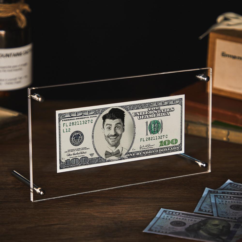 Personalised Portrait Money Note | Custom Dollar Bill Desk Decor | Unique Couples Valentine's Gift