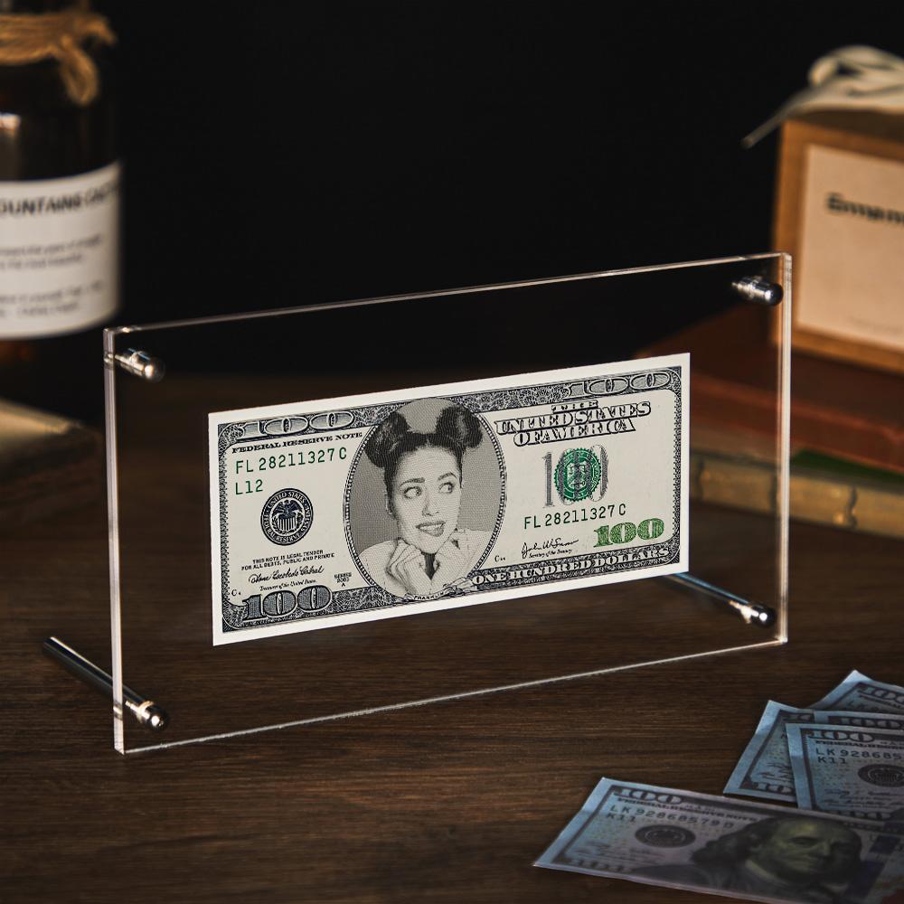 Personalised Portrait Money Note | Custom Dollar Bill Desk Decor | Unique Couples Valentine's Gift