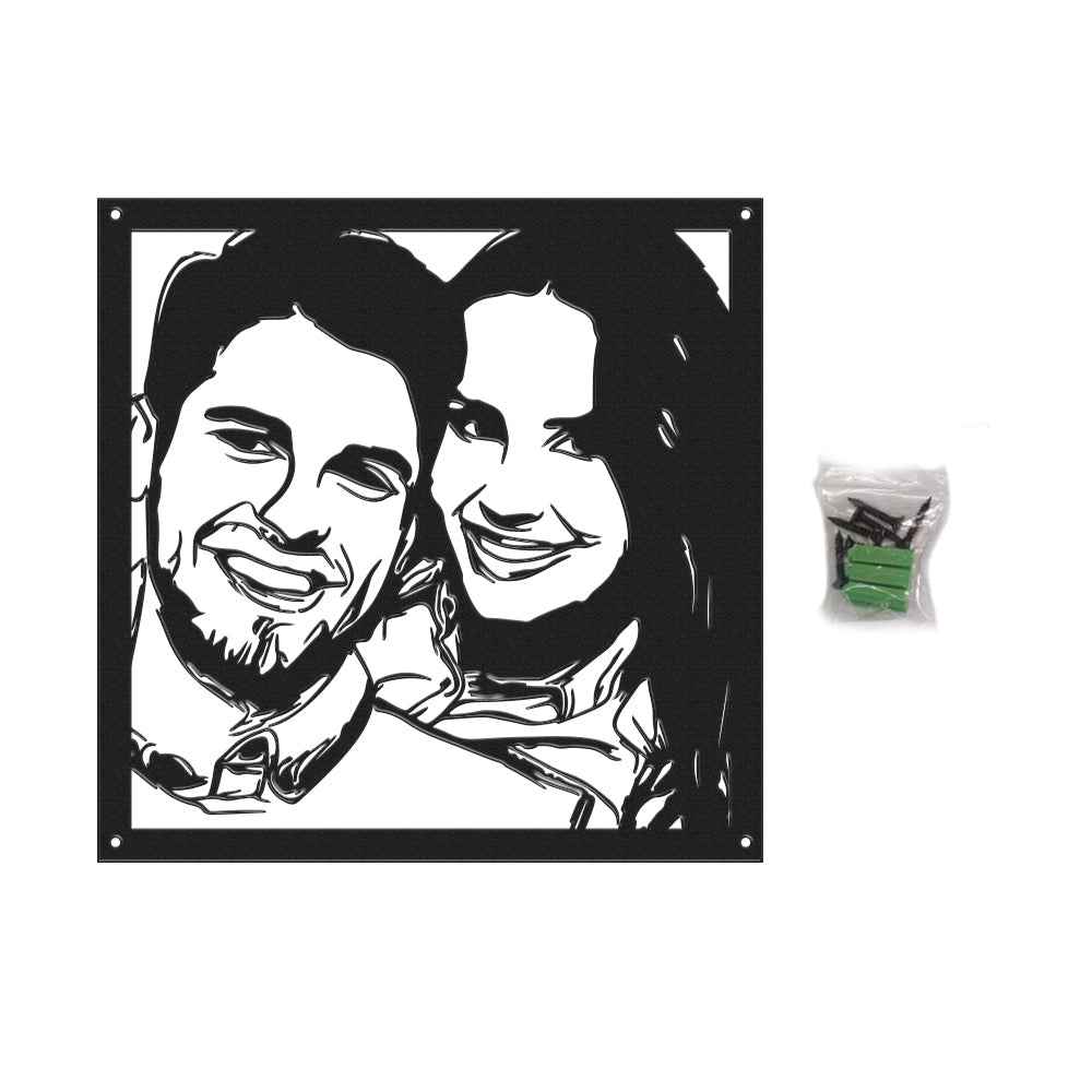 Custom Portrait Metal Wall Art Personalized Couple Photo LED Lights Decor Gift for Lover