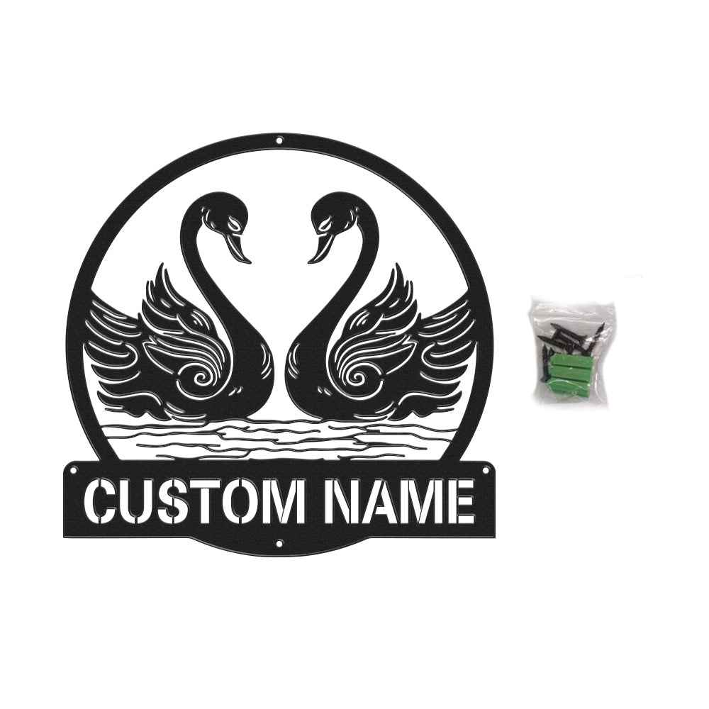 Custom Swan Signs Metal Wall Art Personalized Couple LED Lights Decor Gift for Lover