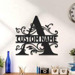 Custom Monogram Name Signs Metal Wall Art LED Lights Home Decor Gift
