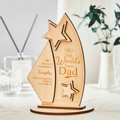 Custom Engraved Trophy The World's Best Dad Wooden Plaque Father's Day Meaningful Gifts
