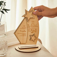 Custom Engraved Trophy The World's Best Dad Wooden Plaque Father's Day Meaningful Gifts