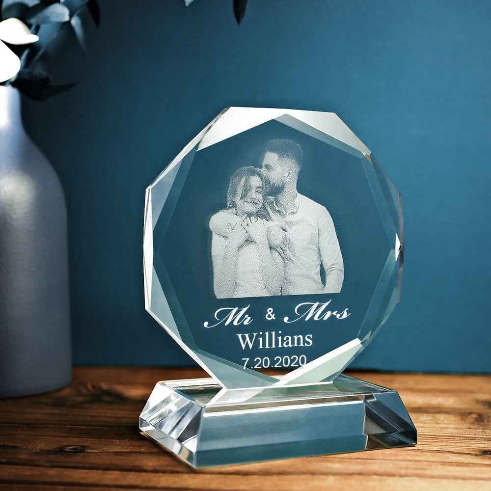 Custom Photo Engraved Ornaments Crystal Glass Father's Day Gifts