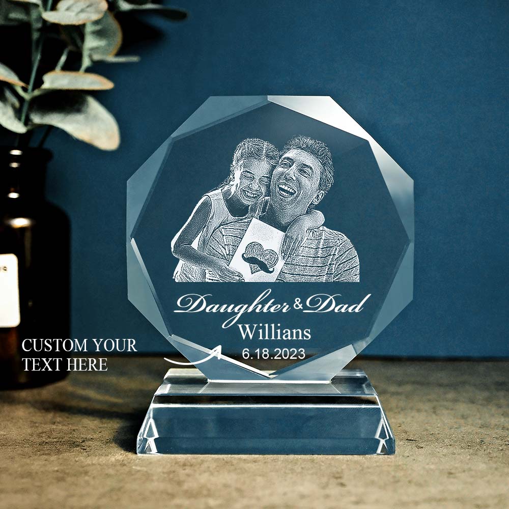 Personalised Photo Engraved Crystal Glass Ornament – Custom Father's Day & Anniversary Gift
