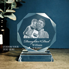 Personalised Photo Engraved Crystal Glass Ornament – Custom Father's Day & Anniversary Gift