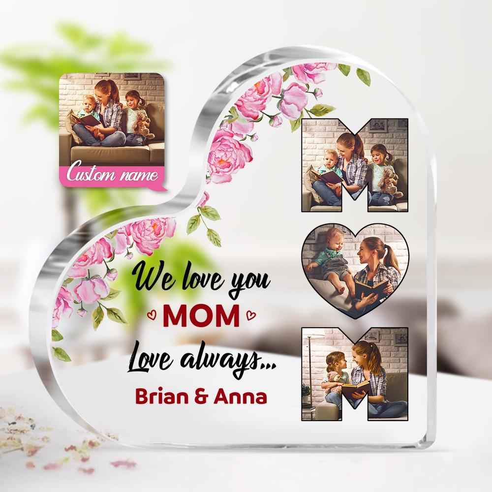 Custom Photo Acrylic Heart Flower Mother's Day Gift Personalized Acrylic Hearts for Mom