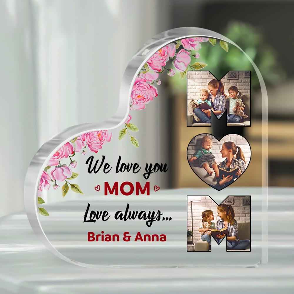 Custom Photo Acrylic Heart Flower Mother's Day Gift Personalized Acrylic Hearts for Mom
