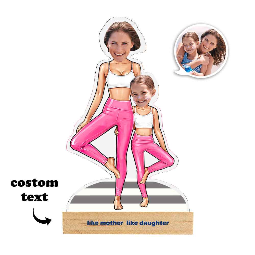 Custom Face MiniMe Plaque Personalized Yoga Mother and Daughter Desk Decor Gifts for Mom