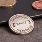 Personalised Decision Coin with sample name and date engraving presented as a proof-style layout, ideal birthday or Secret Santa personalised pocket token