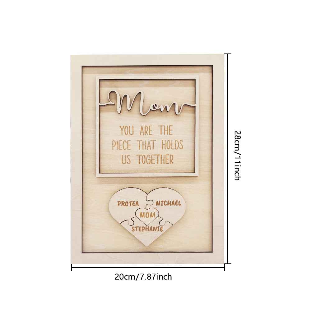 Personalized Puzzle Plaque Mom You Are the Piece That Holds Us Together Mother's Day Gift