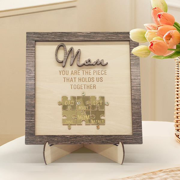 Personalised Mum Puzzle Plaque - 'You Are the Piece That Holds Us Together' Mother's Day Gift