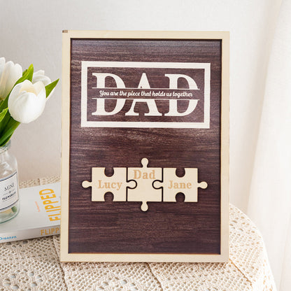 Personalised Dad Puzzle Plaque | You Are The Piece That Holds Us Together | Unique Father's Day Gift