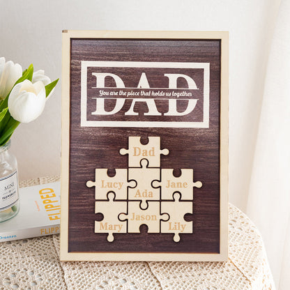 Personalised Dad Puzzle Plaque | You Are The Piece That Holds Us Together | Unique Father's Day Gift