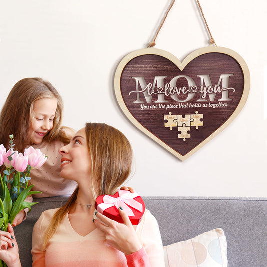 Personalised Mum Heart Puzzle Plaque - You Are the Piece That Holds Us Together - Custom Mother's Day Gift UK