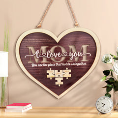 Personalised Mum Heart Puzzle Plaque - You Are the Piece That Holds Us Together - Custom Mother's Day Gift UK