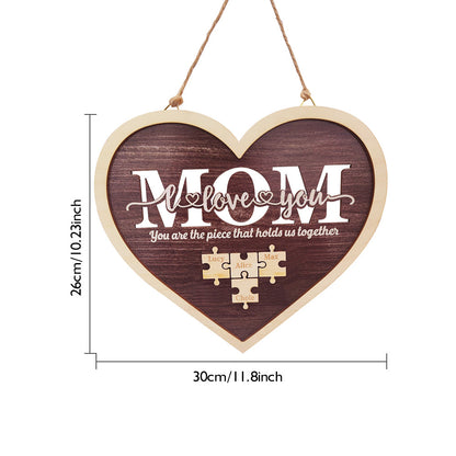Personalised Mum Heart Puzzle Plaque - You Are the Piece That Holds Us Together - Custom Mother's Day Gift UK