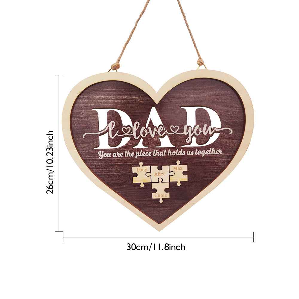 Personalized Dad Heart Puzzle Plaque You Are the Piece That Holds Us Together Father's Day Gift